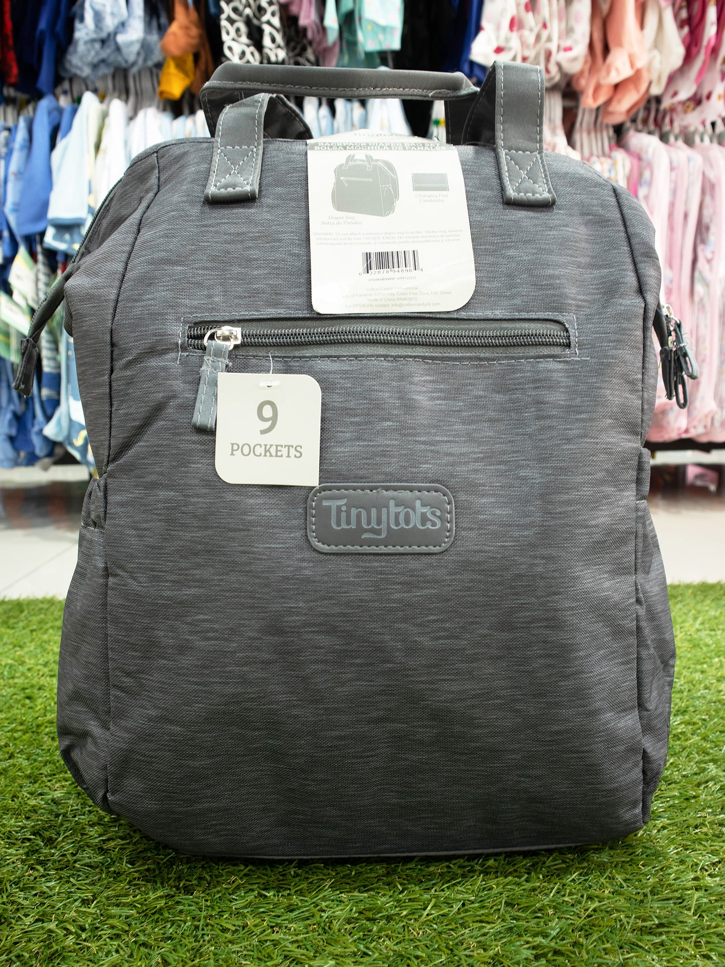 Pañalera tipo morral gris - DB30608