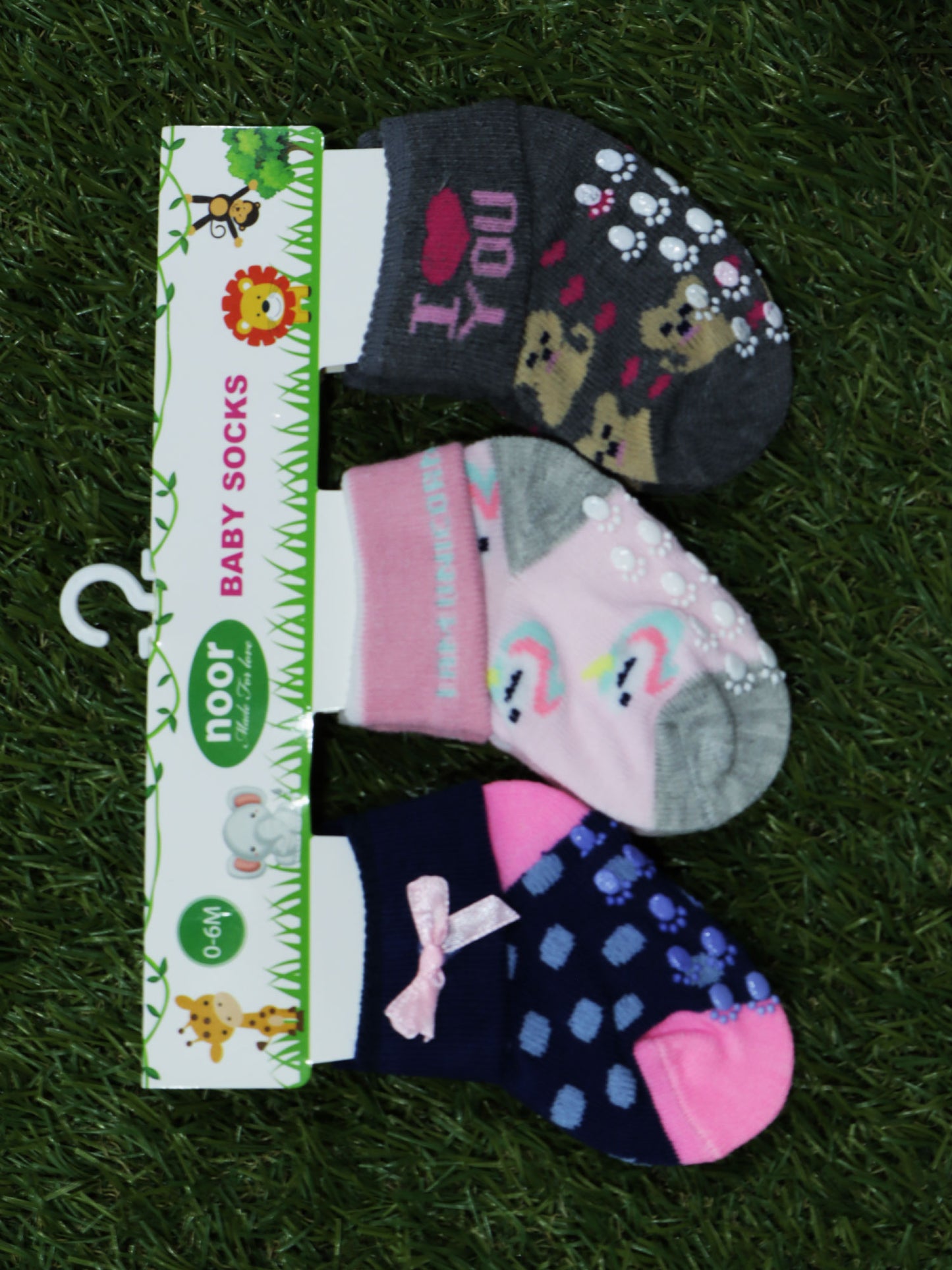 Set 3 pares de medias para bebés (anti resbalantes) -PHX160