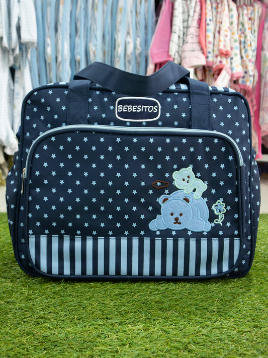 Pañalera con estampado de rayas, puntos y ositos - WA315