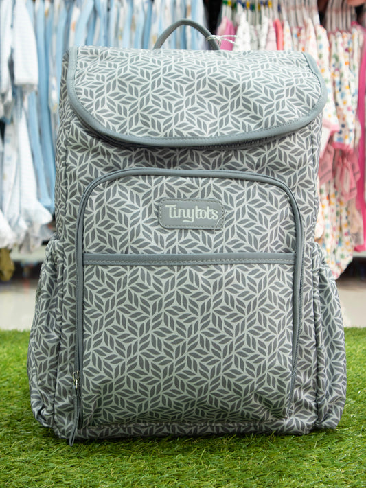 Pañalera tipo morral gris con mosaicos - DB30604